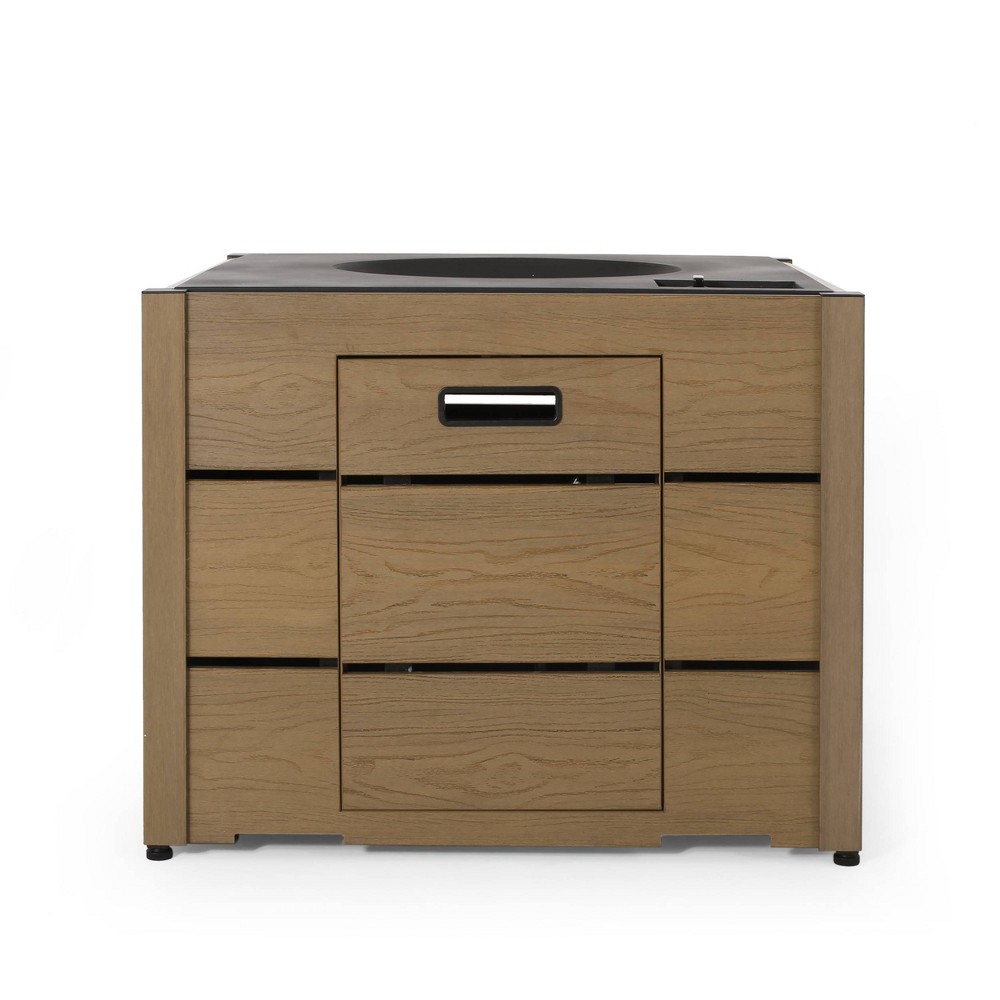 Archie Outdoor Square Fire Pit: 40,000 BTU, Propane Tank Holder - Christopher Knight Home