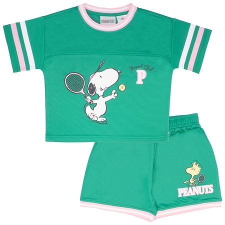 Peanuts Girl's Active Short Sleeve Jersey Set, Sizes 4-12