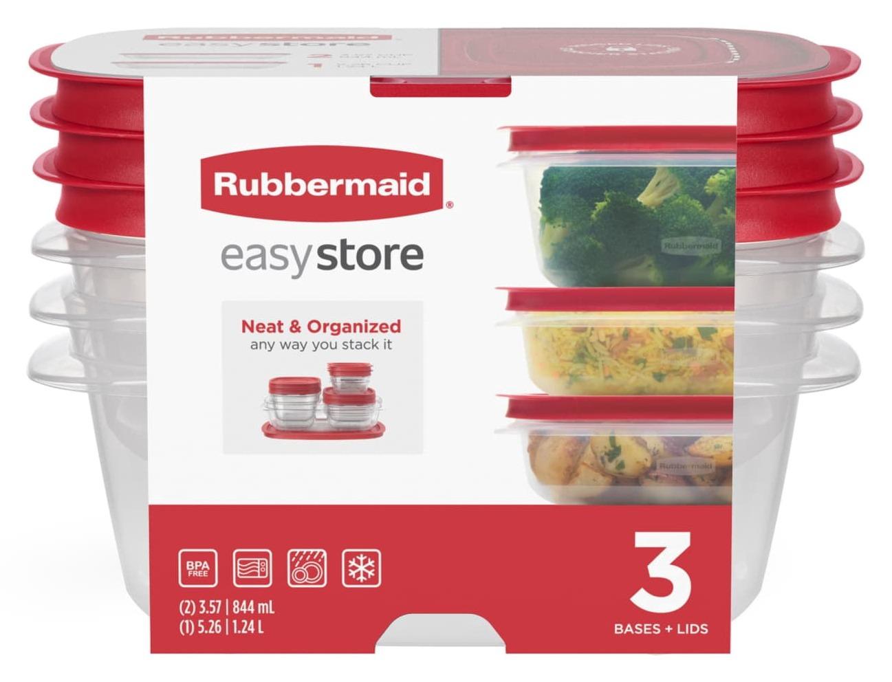 3-Pack Rubbermaid 3.57-Cup (2) & 5.26-Cup EasyStore Rectangle Containers Walmart