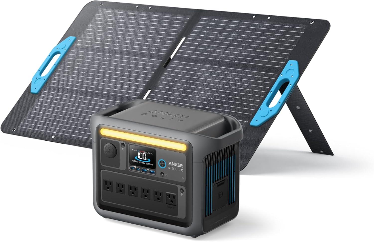 Anker SOLIX C1000 Portable Power Station w/ 100W Solar Panel Amazon