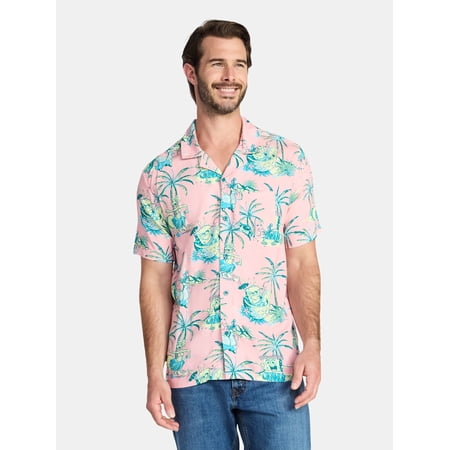 SpongeBob SquarePants Men's and Big Men's Graphic Button-Up Shirt, Sizes XS-5XL