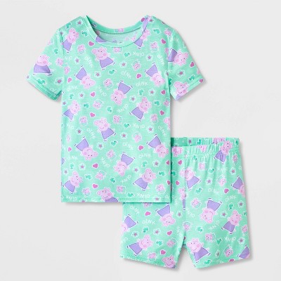 Baby Girls' 2pc Peppa Pig Viscose Pajama Set - Mint Green 12M