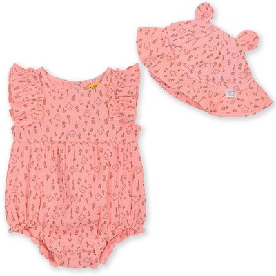Baby Girls' 2pc Disney Winnie the Pooh Collection Romper & Hat Set - Pink 18M