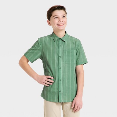 Boys' Textured Woven Shirt - All In Motion™ Green L