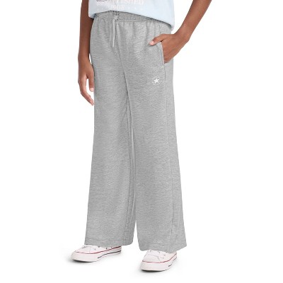 Converse® Girls' French Terry Wide Leg Sweatpants - Heather Gray S