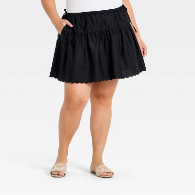 Women's Tie Mini Skirt - A New Day™ Black 3X