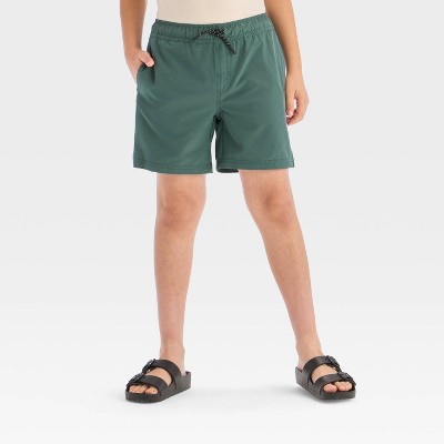 Boys' Quick Dry 'Above the Knee' Pull-On Shorts - Cat & Jack™ Dark Teal Green L Husky: Recycled Polyester, Spandex, Drawstring