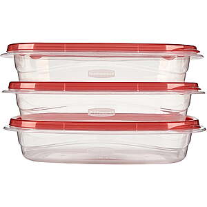 3-pk 4-cup Rubbermaid TakeAlongs Rectangle Food Storage Containers (Ruby Red) $3.45