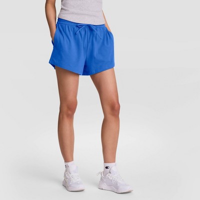 Champion Women's Iconic Cinch Waist Essentials Jersey Shorts - Blue M