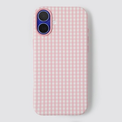 Hello Lux Gingham Phone Case - 16 Plus Pink