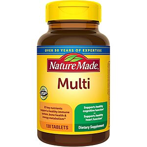 Select Accounts: 130-Ct Nature Made Multivitamin w/ Iron Supplement Tablets $4.50 w/ S&S