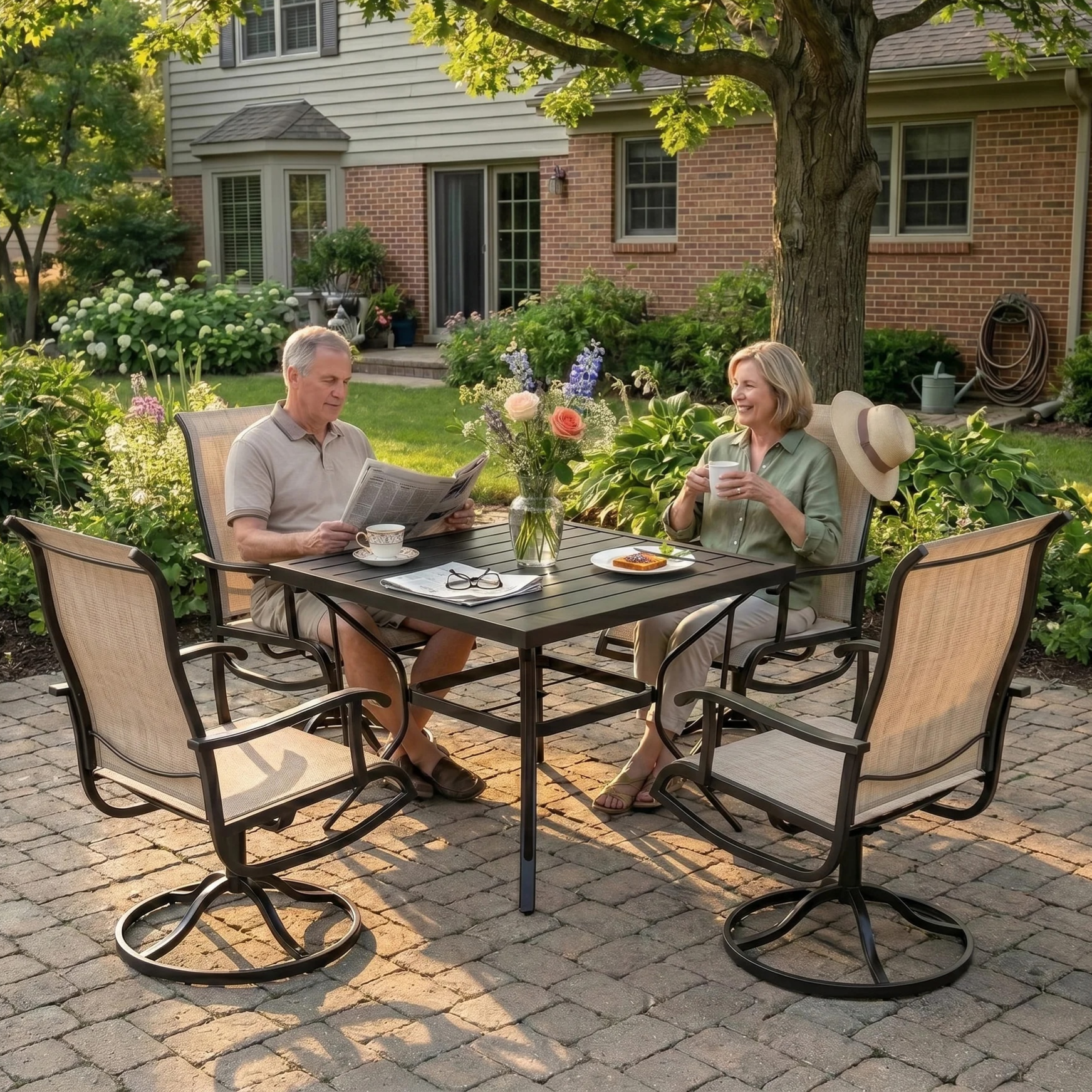 Patio Set with Four Swivel Chairs $390