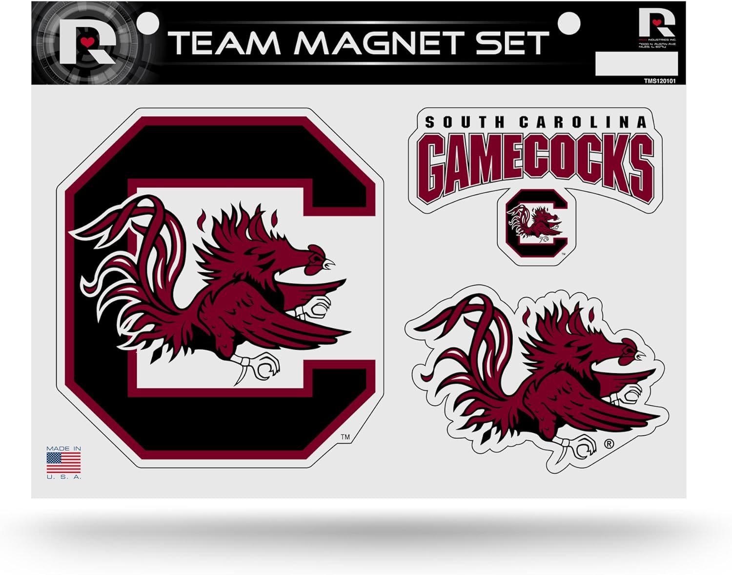 Rico Industries NCAA South Carolina Fighting Gamecocks Die Cut Team Magnet Set Sheet , 8.5 x 11-inches