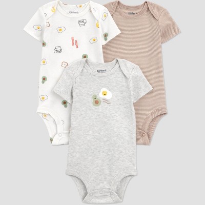 Carter's Just One You® Baby Boys' 3pk Breakfast Short Sleeve Bodysuit - Gray/Brown/White 24M