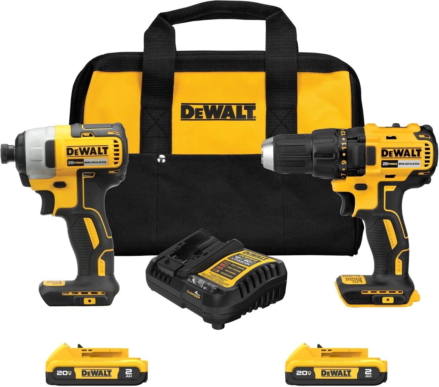 DEWALT 20V MAX Cordless Drill / Impact Driver Set w/ 2 Batteries, Charger Tools.woot!