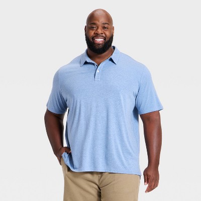 Men's Big & Tall Comfort Wear Polo Shirt - Goodfellow & Co™ Heather Blue XXLT