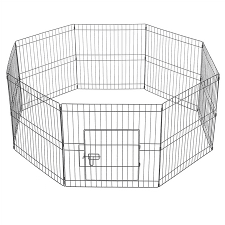 Alden Design 24in 16 Panels Foldable Metal Dog Playpen for Outdoor Indoor, Black