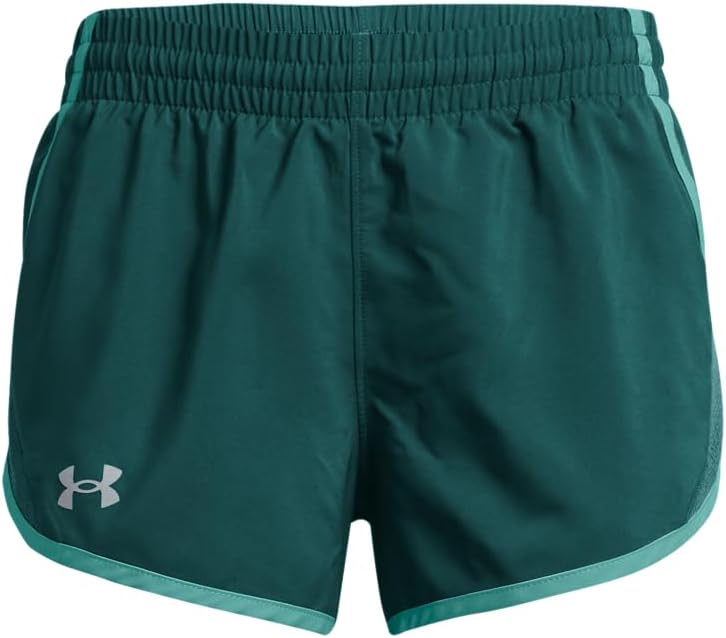 Under Armour Girls' Fly by Shorts, (449) Hydro Teal/Radial Turquoise/Reflective, X-Small