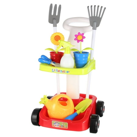 Mundo Toys Kids Garden Tool Set with Rolling Cart, Multicolor Pretend Play Toy, Ages 3+