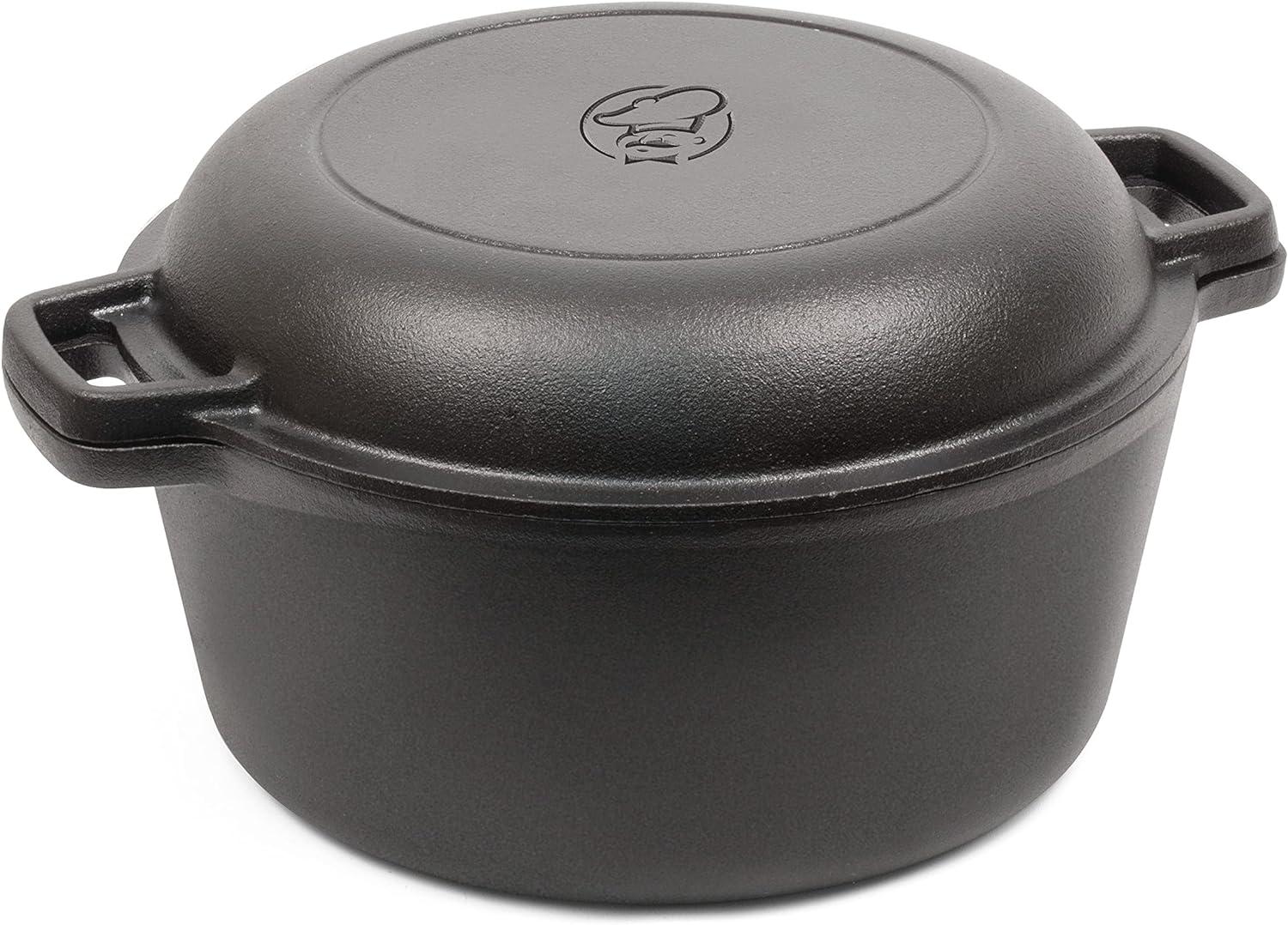 COMMERCIAL CHEF 5-Quart Cast Iron Dutch Oven w/ Skillet Lid Amazon
