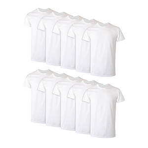 10-Pack Hanes Men's Crew Neck Cotton Tee Undershirts (White, Sizes S-3XL) $24 + Free Pickup