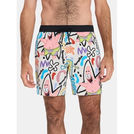 Neff Men's and Big Men's SpongeBob SquarePants Print Swim Trunks, Sizes S-3XL