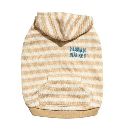 Oodles Tan Human Walker Striped Spring Bubble Hem Dog Hoodie, XS