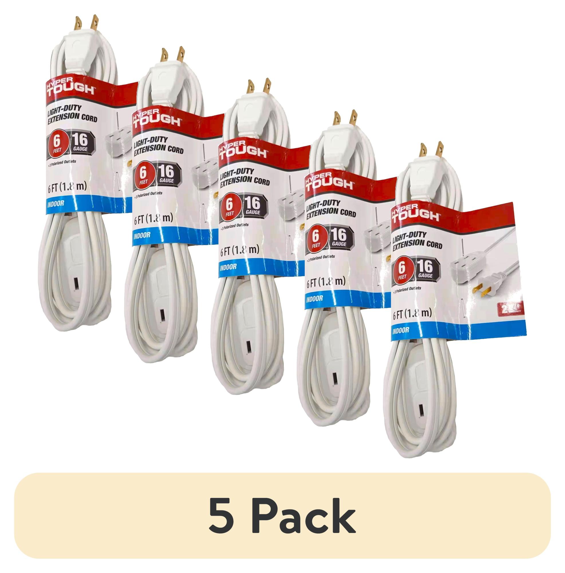 5-Pack 6' Hyper Tough Indoor Extension Cords Walmart