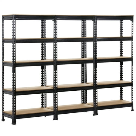 Alden Design 3 Pack 5 Tiers Metal Storage Shelf, Black