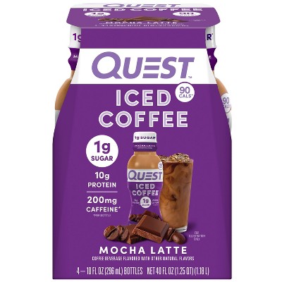 Quest Nutrition Mocha Latte Caffeinated Protein Iced Coffee - 4ct: Ready to Drink, High Protein, Liquid Form, 10g Protein Per Serving