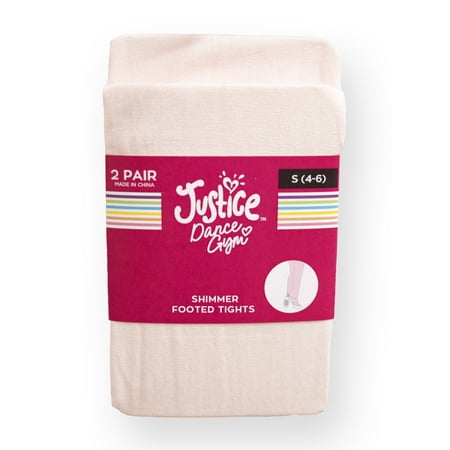 Justice Shimmer Footed Ballet Tights for Girls, Sizes 2-16, 2 Pairs