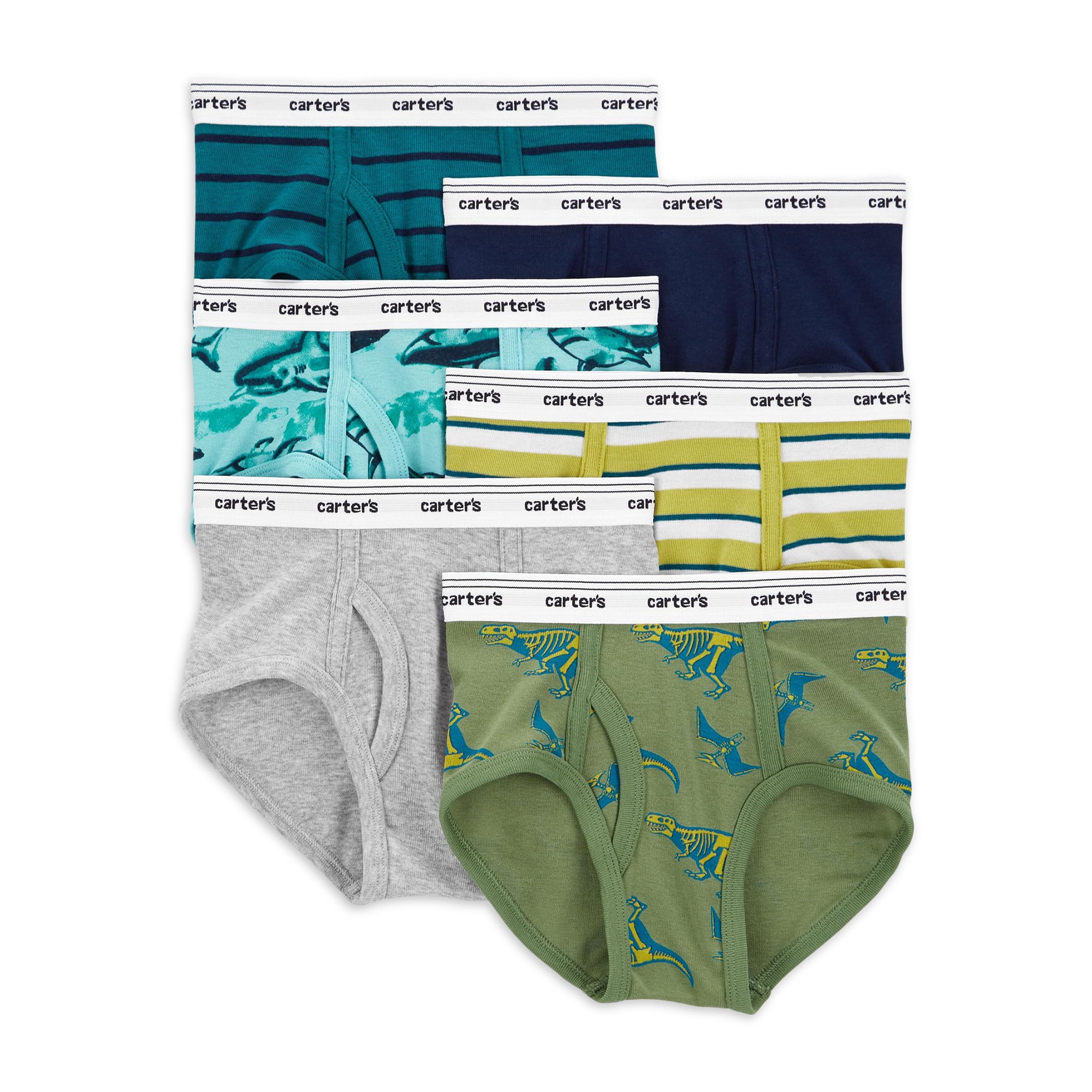 Carter's Child of Mine Toddler Boy Dinosaur Brief Underwear, 6 pack, Sizes 2T-3T