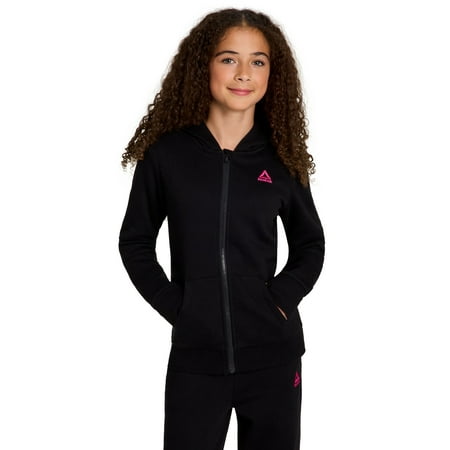 Reebok Girl’s Athletic Full-Zip Fleece Hoodie, Sizes 4-18