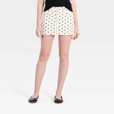 Women's Polka Dot Mini Denim Skirt - Universal Thread™ White 12
