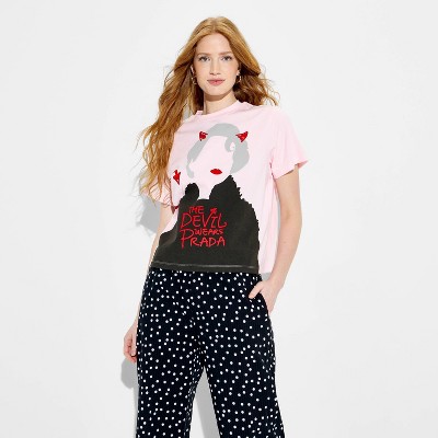 Women's The Devil Wears Prada Miranda Scribble Short Sleeve Graphic T-Shirt - Pink L