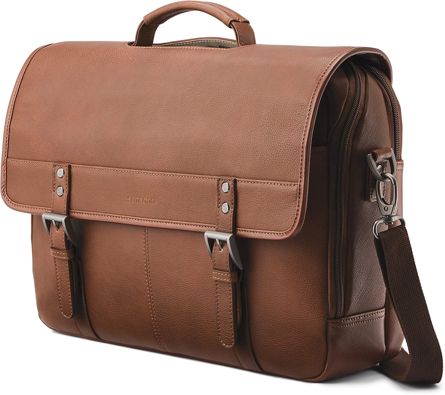 Samsonite Classic Leather Flapover, Cognac , One Size