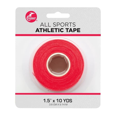Cramer Team Color Athletic Tape, Red, Easy Tear, Ankle/Wrist Taping, Single Roll, 1.5" X 10 Yard