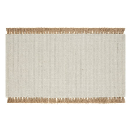 Beautiful Indoor Cotton Jute Accent Rug with Tassels by Drew Barrymore, 27 x 45 Inch Neutral