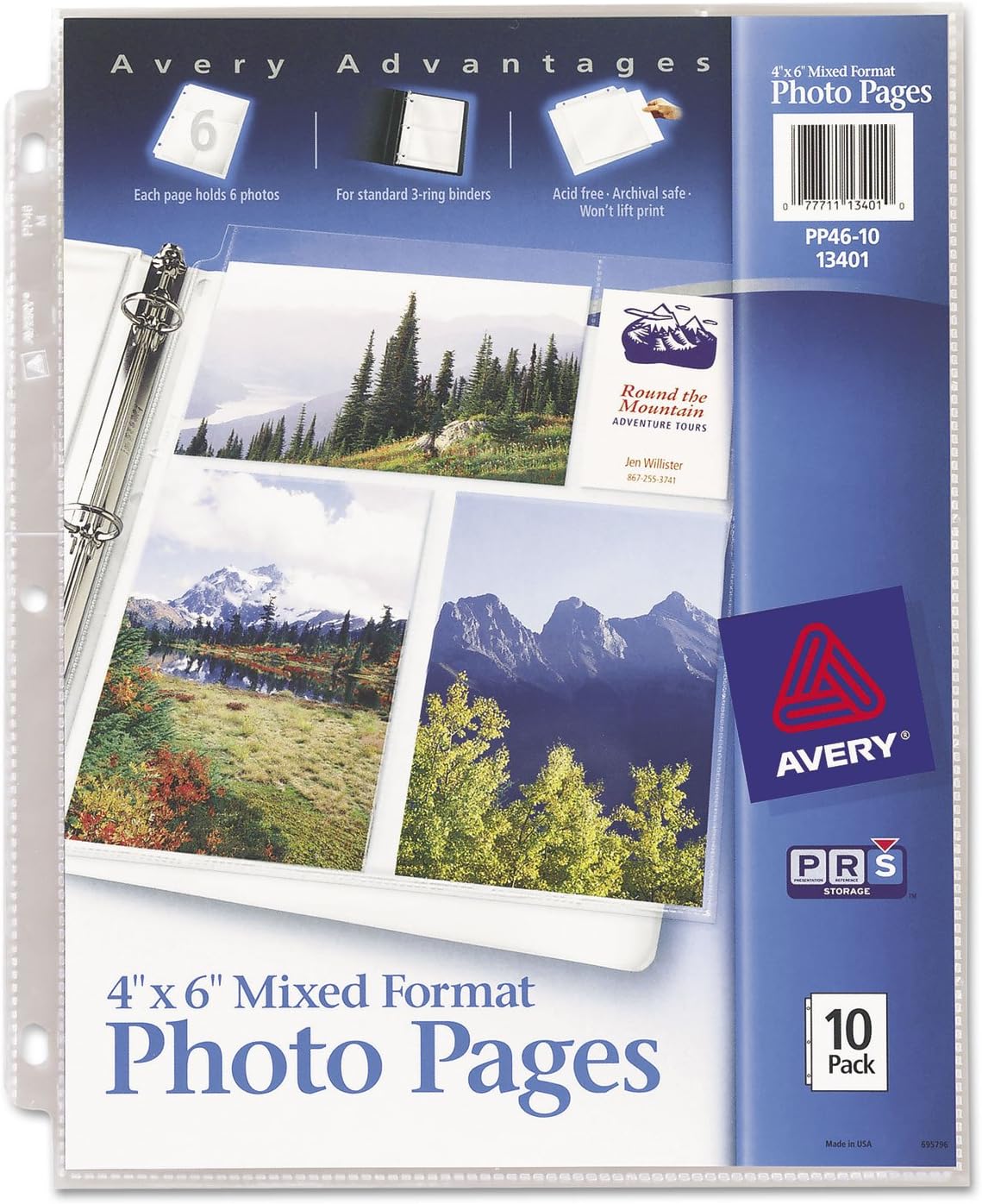 Avery Clear Mixed Format Photo Pages for 3 Ring Binder, Acid Free, Holds 4" x 6" Photos, 10 Photo Protectors (13401)