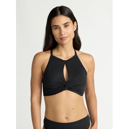 Time and Tru Women's Core High Neck Cutout Bikini Top, Sizes XS - 2X