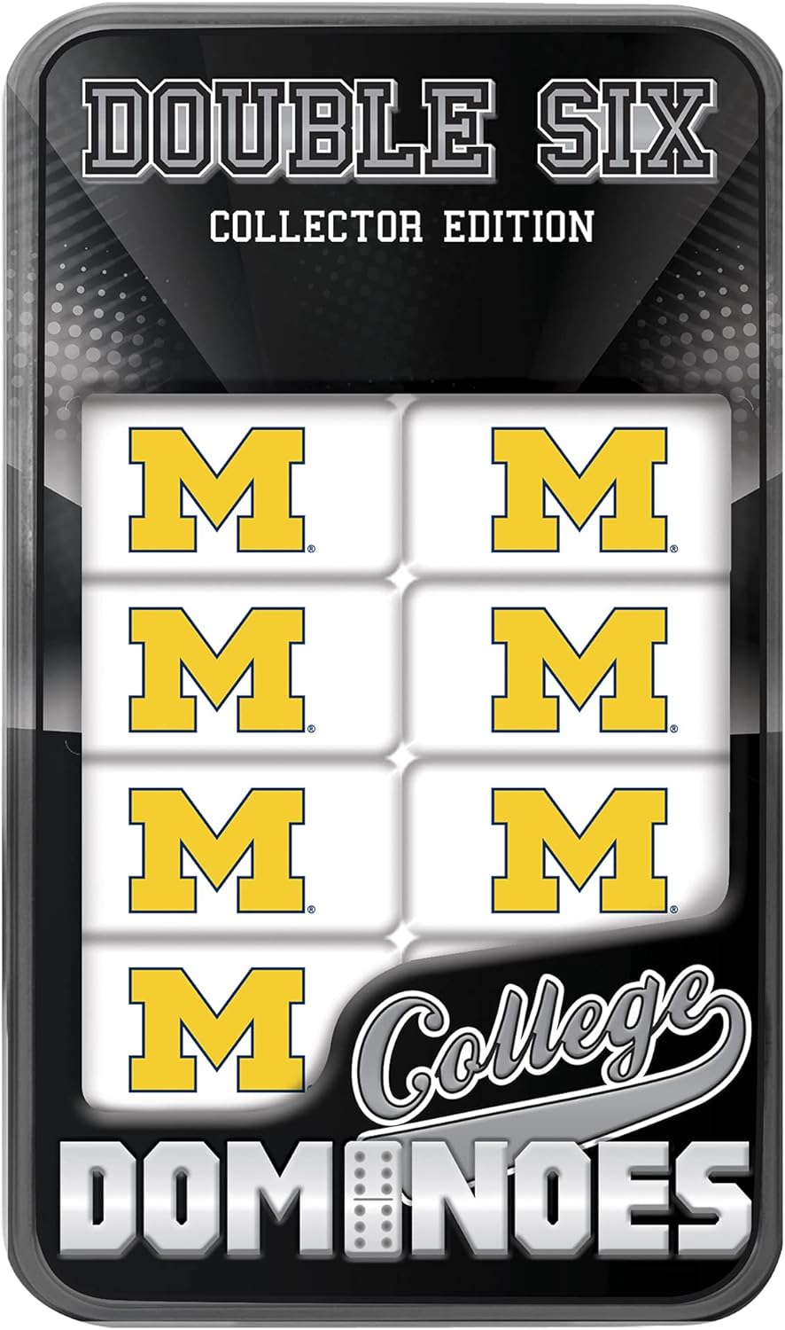 MasterPieces Game Day - NCAA Michigan Wolverines - 28 Piece Team Logo Double Six Domino Set