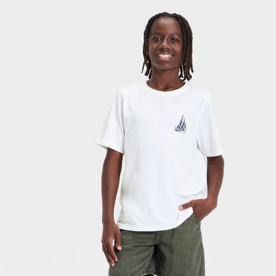 Boys' Oversized Sailboat Graphic T-Shirt - art class™ White M