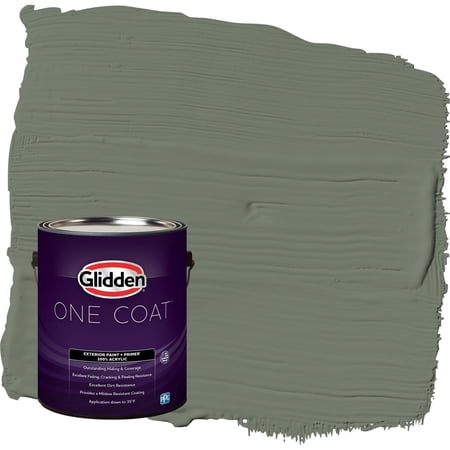 Glidden One Coat Thyme Green / Green Flat Exterior Paint with Primer, 1 Gallon