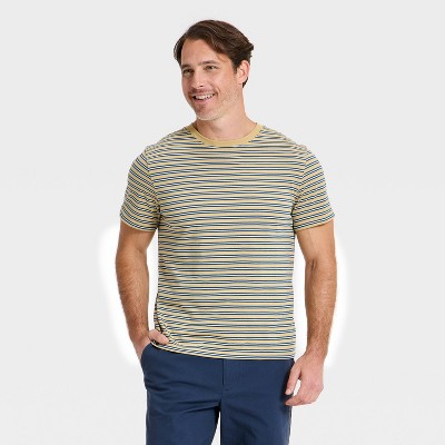 Men's Every Wear Short Sleeve Crewneck T-Shirt - Goodfellow & Co™ Olive/Navy Striped L