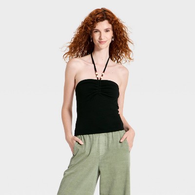 Women's Beaded Halter Top - Universal Thread™ Black M