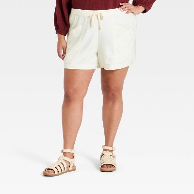Women's High-Rise Relaxed Pull-On Shorts 4" - Universal Thread™ Cream XXL