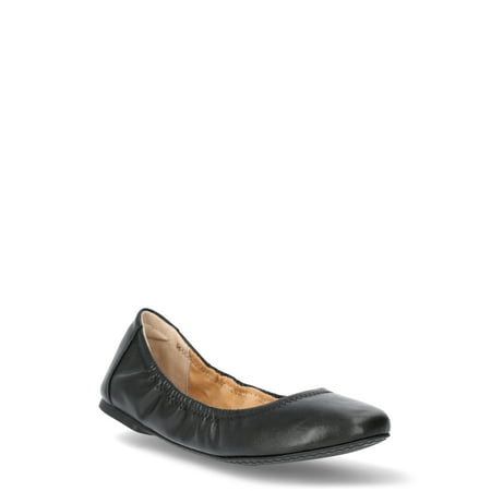 Time and Tru Women's Scrunch Ballet Flats, Wide Width Available