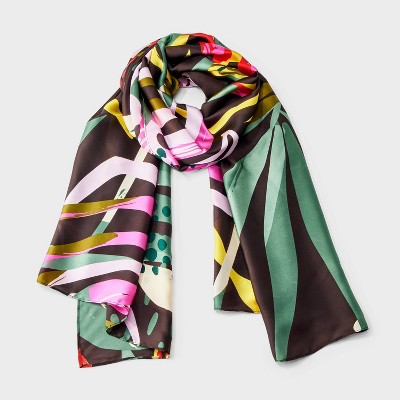 Tropical Leaf Print Oblong Scarf - A New Day™