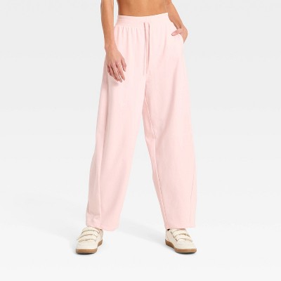 Women's Active Comfort French Terry High-Rise Barrel Leg Sweatpants - All In Motion™ Light Pink XXL