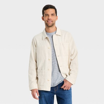 Men's Long Sleeve Collared Button-Down Shirt - Goodfellow & Co™ Natural S